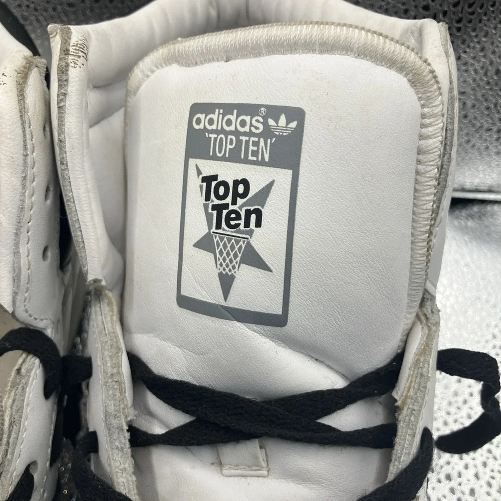 Adidas Top Ten Hi White Black white Mens Sneakers Basketball Shoes Size 8